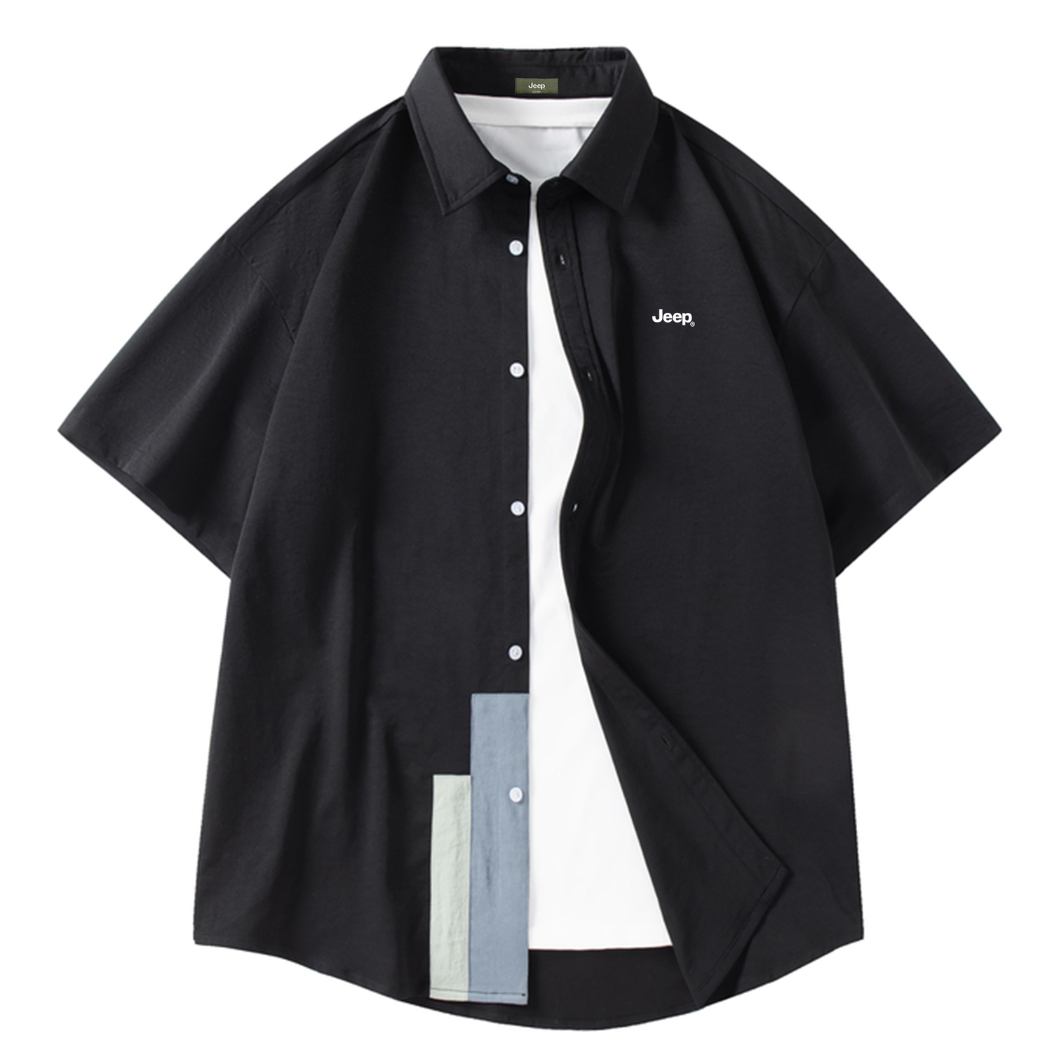 

Рубашка Unisex Lapel Thin Shirt Jeep, черный