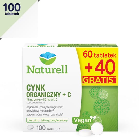 

Naturell, Органическая Добавка цинк + C, 60 таблеток + 40