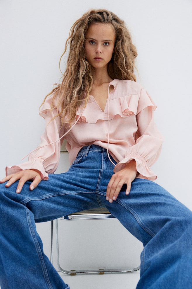 

Блузка с воланами H&M, розовый