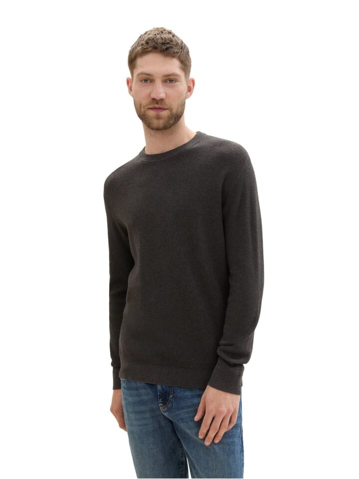 

Пуловер Tom Tailor Pullover STRUCTURED CREWNECK, черный