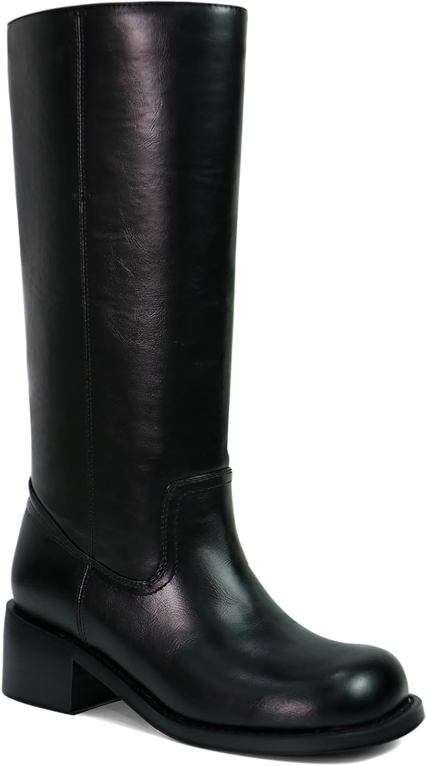 

Женские сапоги до колена с квадратным носком, массивным широким каблуком, высокой голенью, модные сапоги на каждый день, удобные сапоги на низком каблуке Baxtayel, Multicolor 02