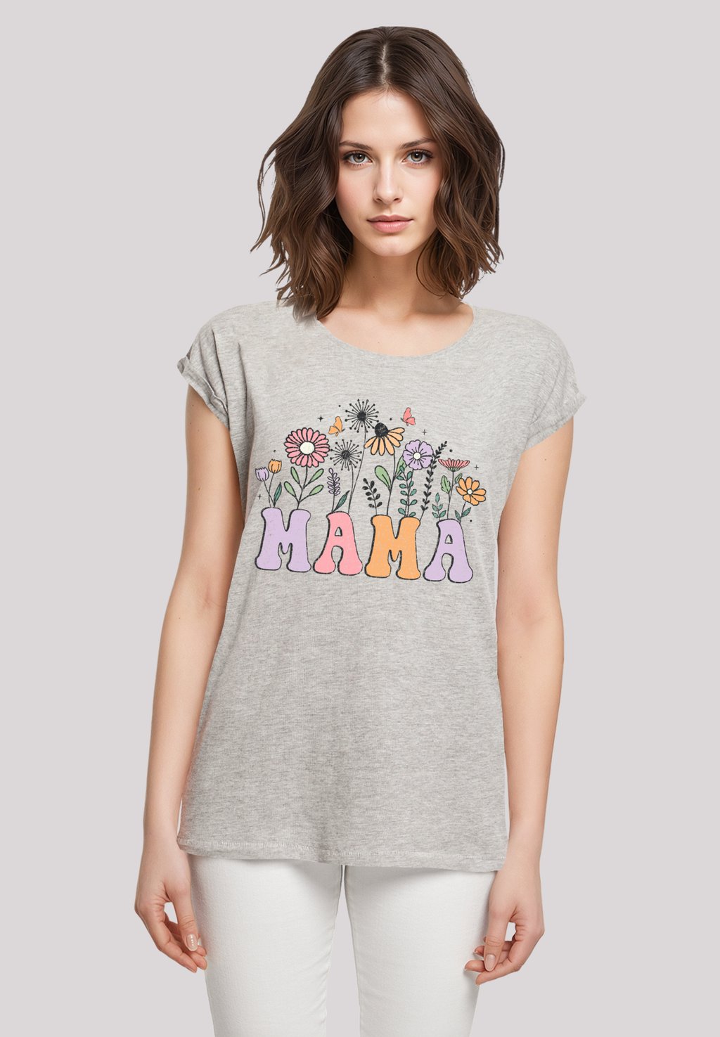 

Футболка с принтом MUTTERTAGS BLUMEN MAMA F4NT4STIC, серый