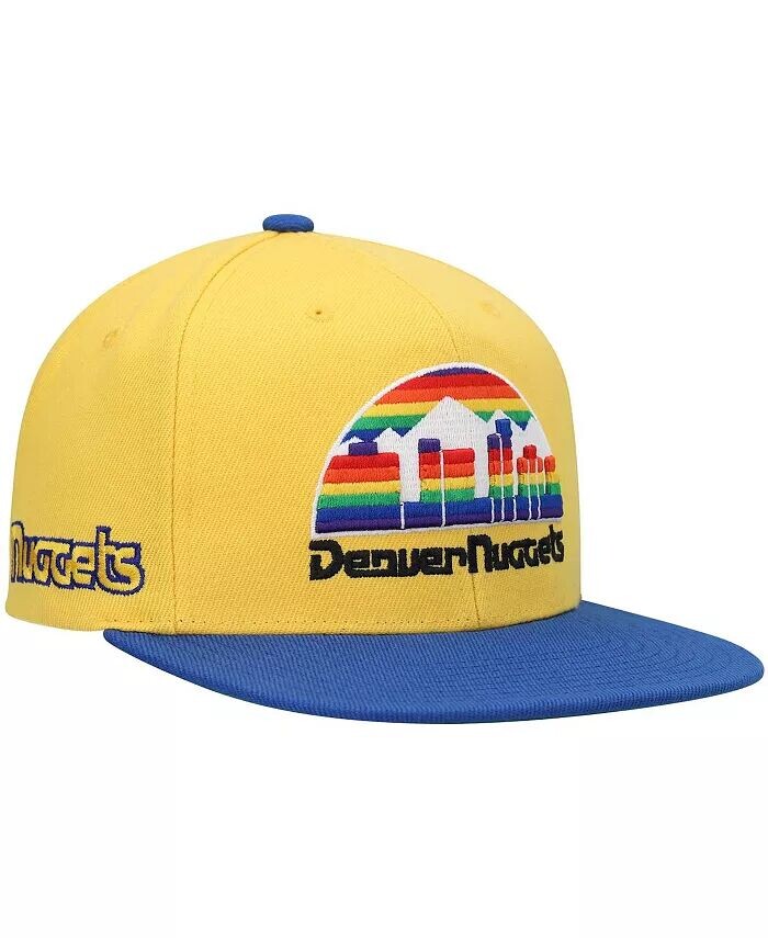 

Мужская классическая шляпа Snapback цвета золота и Royal Denver Nuggets из твердой древесины Mitchell & Ness, золотой