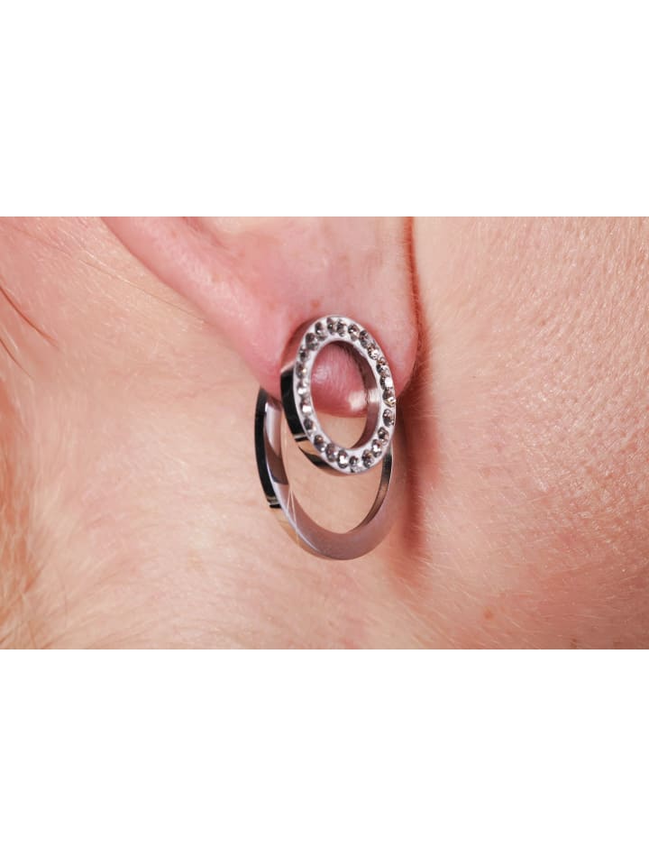 

Adeliás Женские серьги - серьги-гвоздики из нержавеющей стали со стразами, серебристого цвета