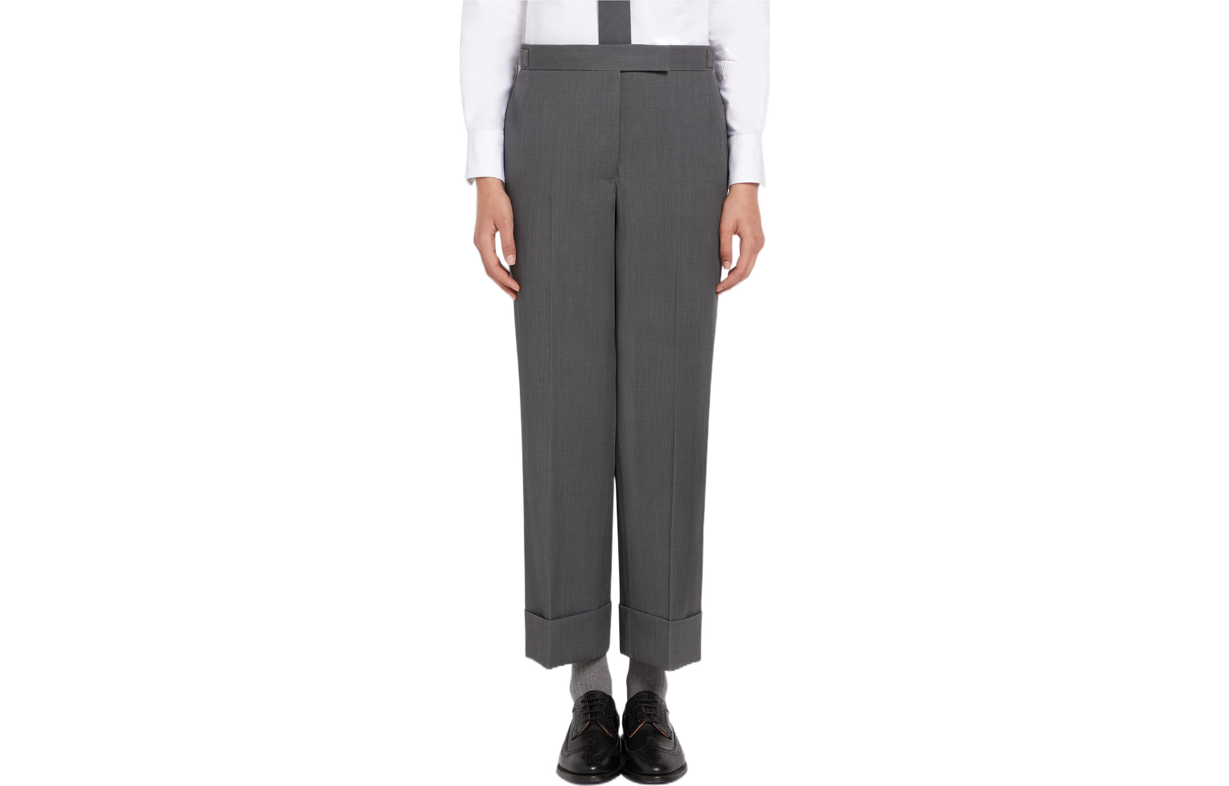 

Thom Browne Женские повседневные брюки серого цвета, прямого кроя