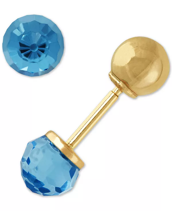 

Детские серьги-гвоздики с хрустальными шарами из 14-каратного золота Macy'S, blue