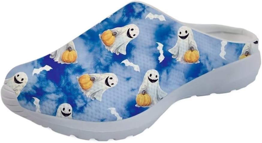 

GLENLCWE Винтажные кломпы с американским флагом и подсолнухом, унисекс, для взрослых, с мягкой сеткой, летние пляжные тапочки, и домашние мюли, легкая обувь, Halloween Ghost Bat Pumpkin