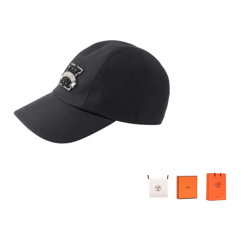 HERMES Хлопковая бейсболка унисекс черная, Black