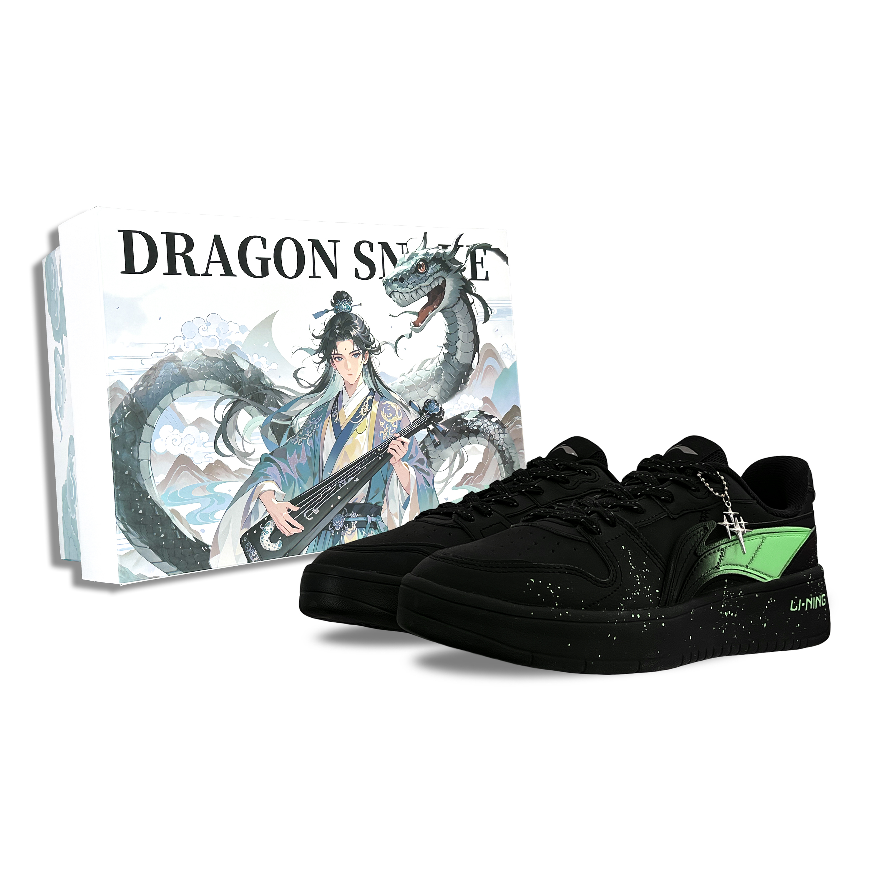 

LINING Нескользящие и износостойкие низкие кроссовки для скейтбординга, увеличивающие рост, мужские, черно-зеленые