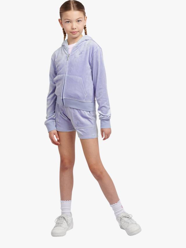 Детские бархатные шорты с тонированной вышивкой Juicy Couture, Jacaranda — фото 2