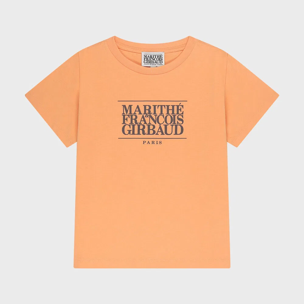 Детская футболка с классическим логотипом оранжевая от Marithé Kids — фото 2