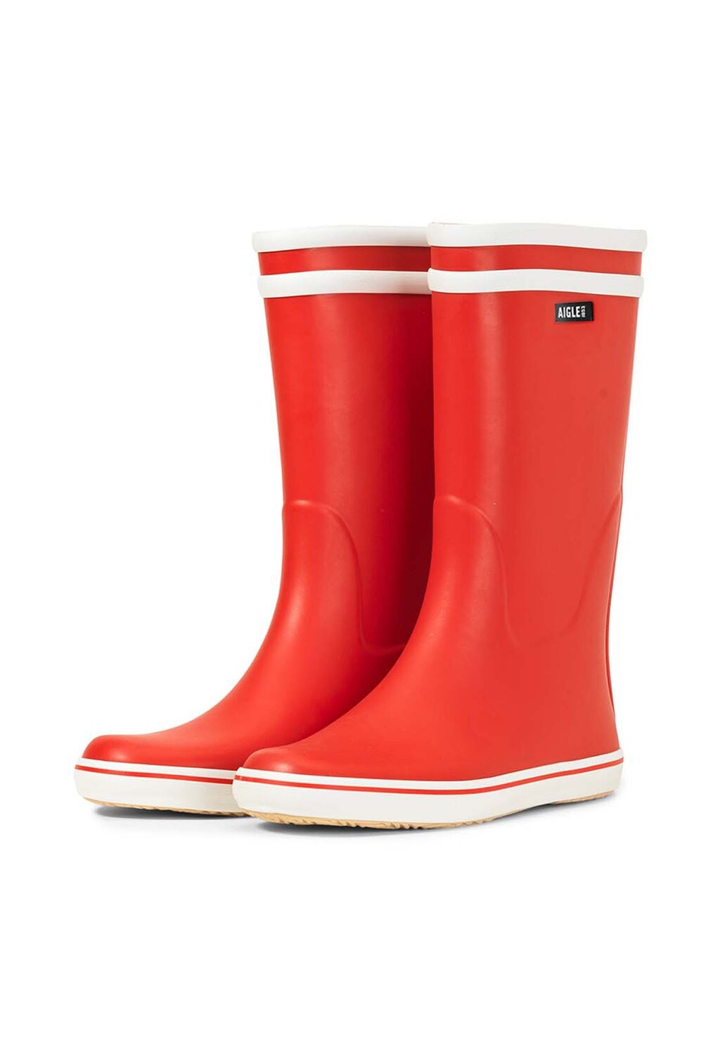 Женские резиновые сапоги Aigle высокие с логотипом, красный — фото 2