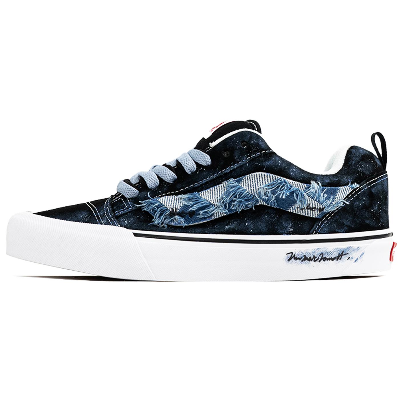 Vans Knu Skool Wan Hua Nong, Haze Blue Grid, Shopping Bag Abrasion Resistant Low top Skateboard Shoes Unisex Black Blue — фото 3