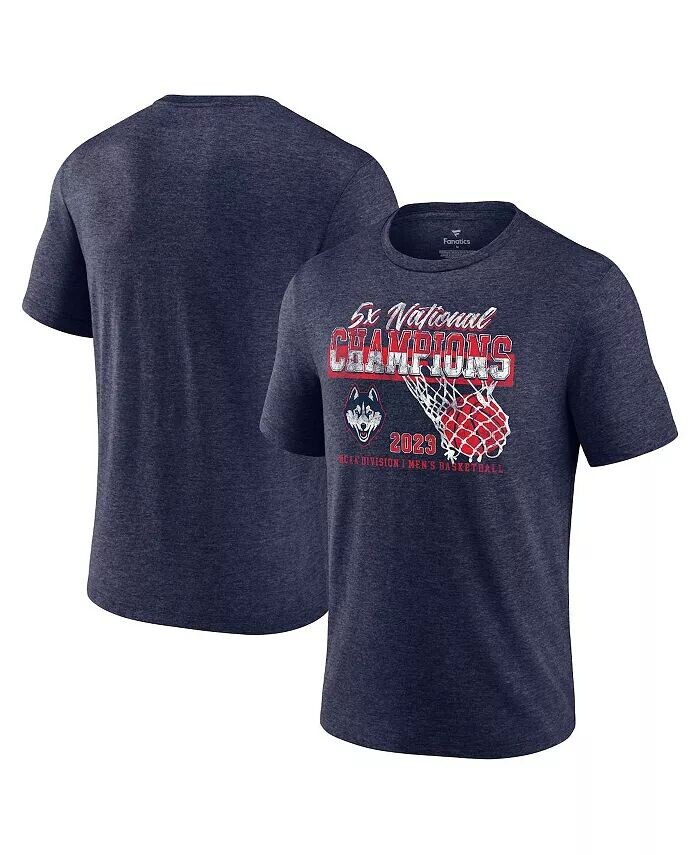 

Футболка мужская Heather Navy UConn Huskies Five-Time NCAA National Champions по баскетболу в стиле ретро Tri-Blend Fanatics