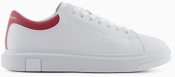 Мужские кроссовки Armani Exchange Actionleather с боковым логотипом и шнуровкой, белый — фото 3