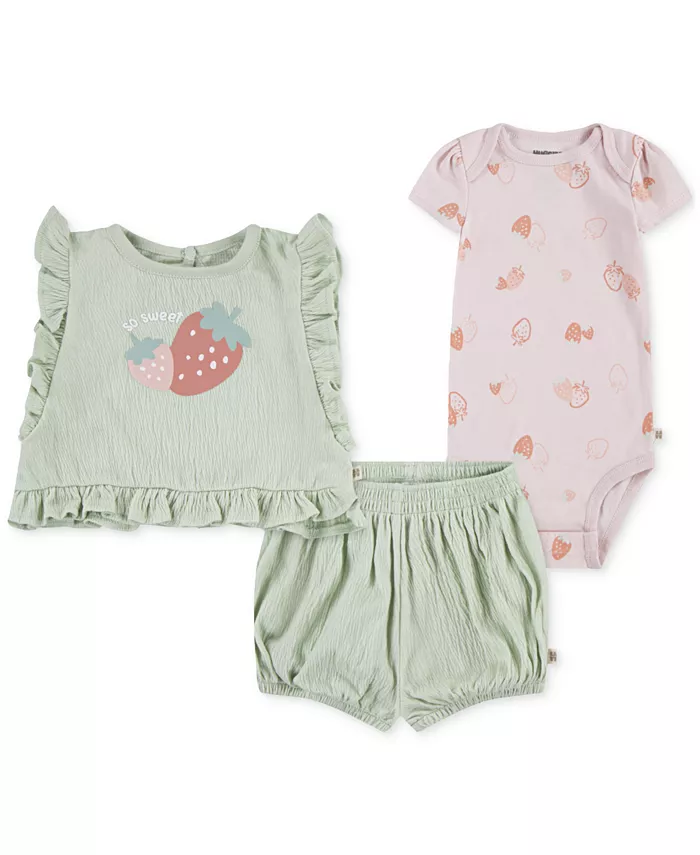 

Комплект для девочек: боди, топ и шорты, 3 предмета Huggies, розовый