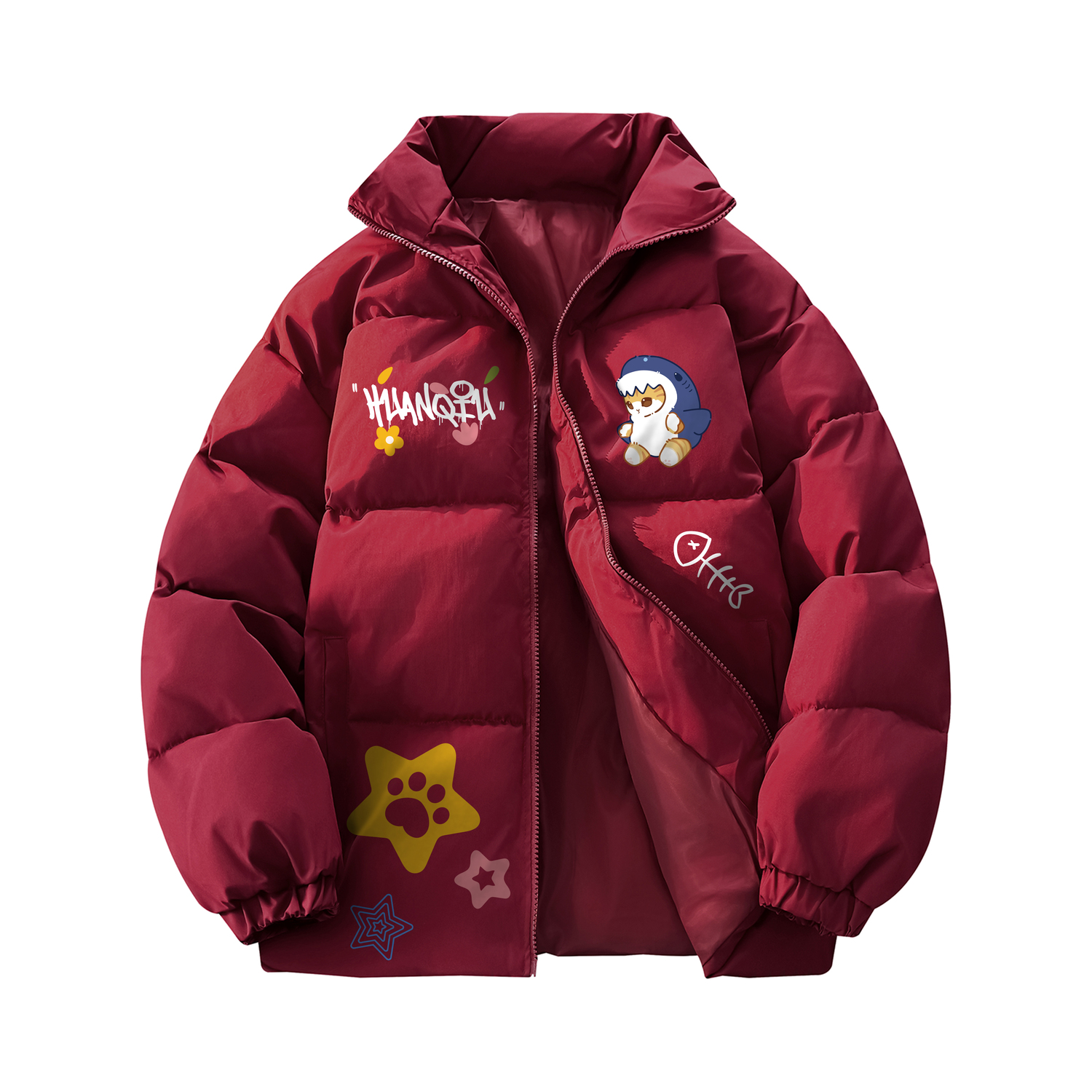 

Пуховик Unisex Stand Collar утепленный стеганый HUANQIU, maroon