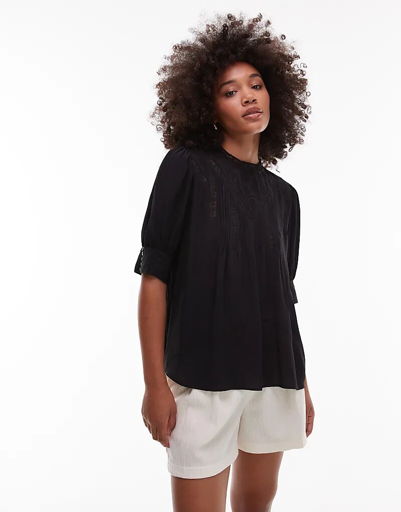 

& Other Stories вышитая кружевная блузка черного цвета