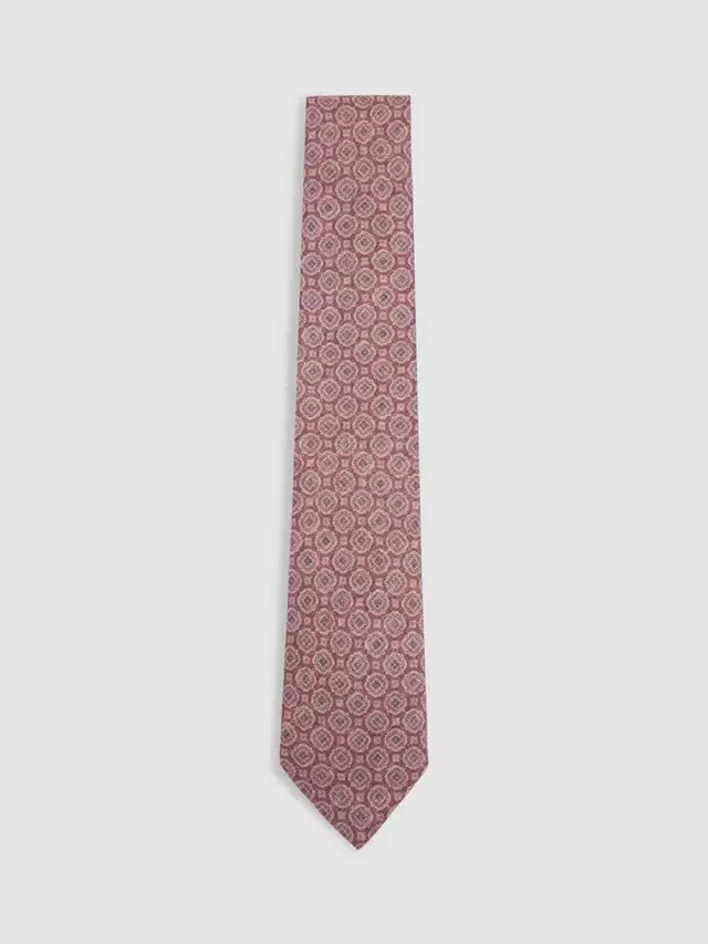 

Галстук Reiss Noto Silk Circle Floral, цвет dusty pink