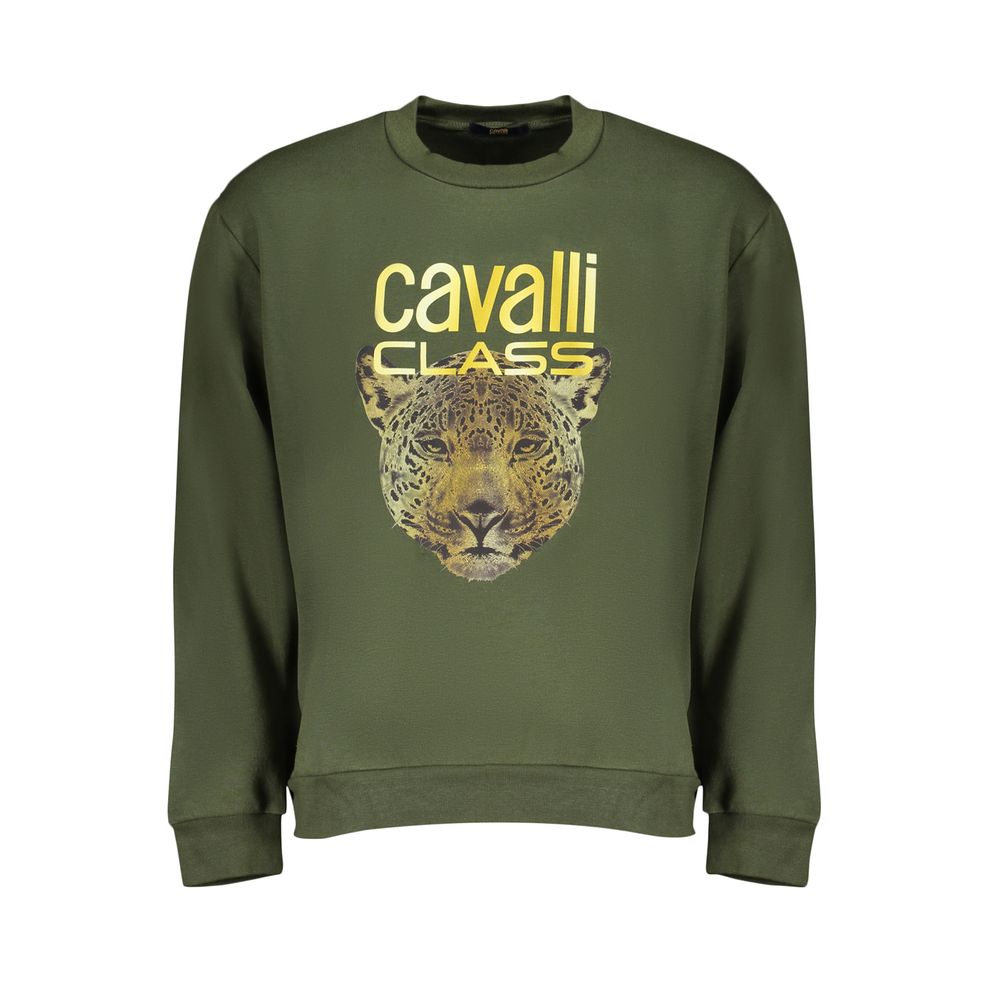 

Элегантная зеленая флисовая толстовка с круглым вырезом cavalli CLASS