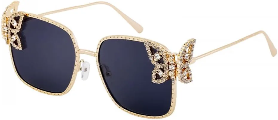 

Женские солнцезащитные очки с ремешком и бриллиантовой отделкой – металлическая оправа, защита от УФ-излучения UV400, в европейском и американском стиле GDKPJDT, 1