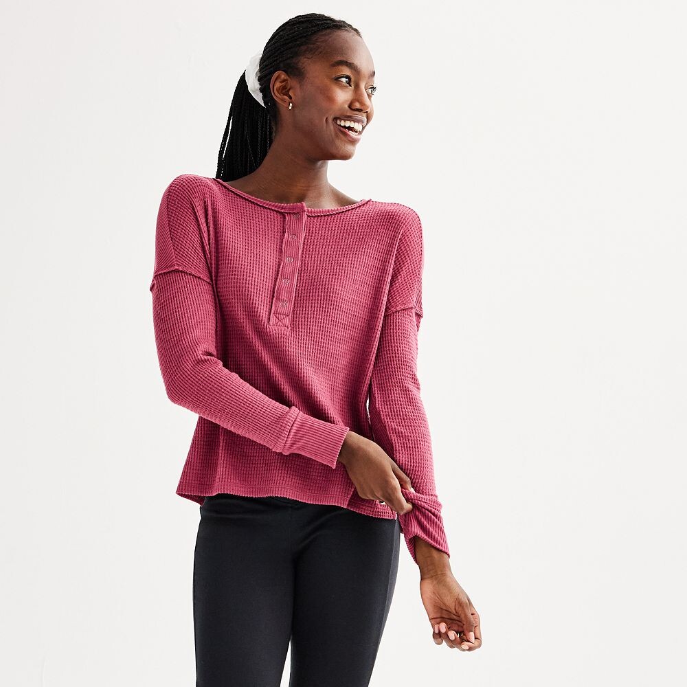 

Детская футболка SO Cozy Henley, цвет Dusty Mauve