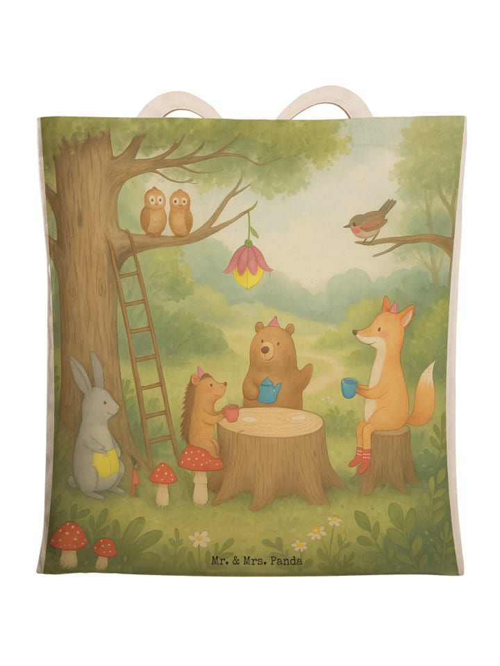 

Mr. & Mrs. Panda Тканевая сумка для пикника с изображением лесного животного, без надписи, белого цвета