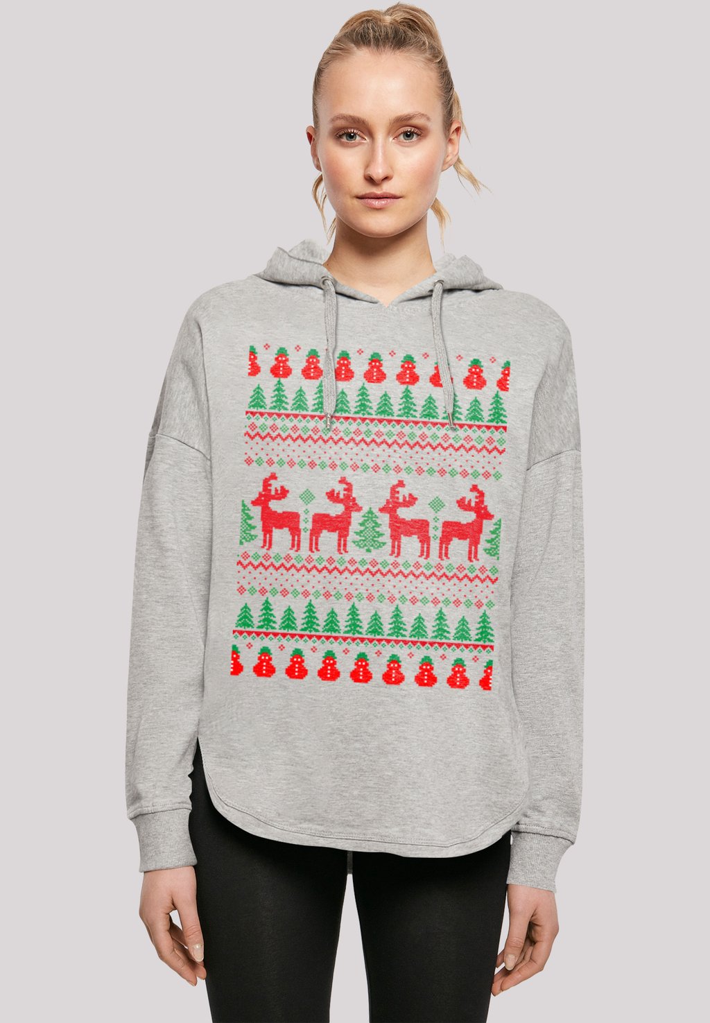 

Толстовка CHRISTMAS REINDEERS WEIHNACHTEN MUSTER - Hoodie F4NT4STIC, серый
