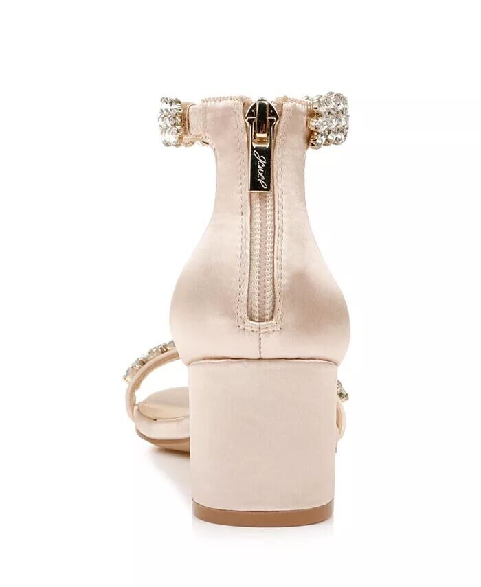 Женские вечерние босоножки Bronwen Block Heel Jewel Badgley Mischka, коричневый/бежевый — фото 3