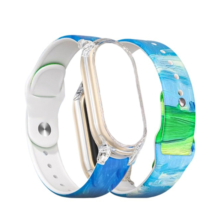 

IBOANN Часы Strap Xiaomi Compatibility TPU Material 180mm, Color printing strap - grass blue sky [without movement transparent case]