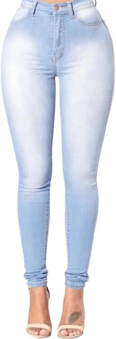 

Женские стрейч-штаны High-Waist Skinny Jeans с карманами и молнией