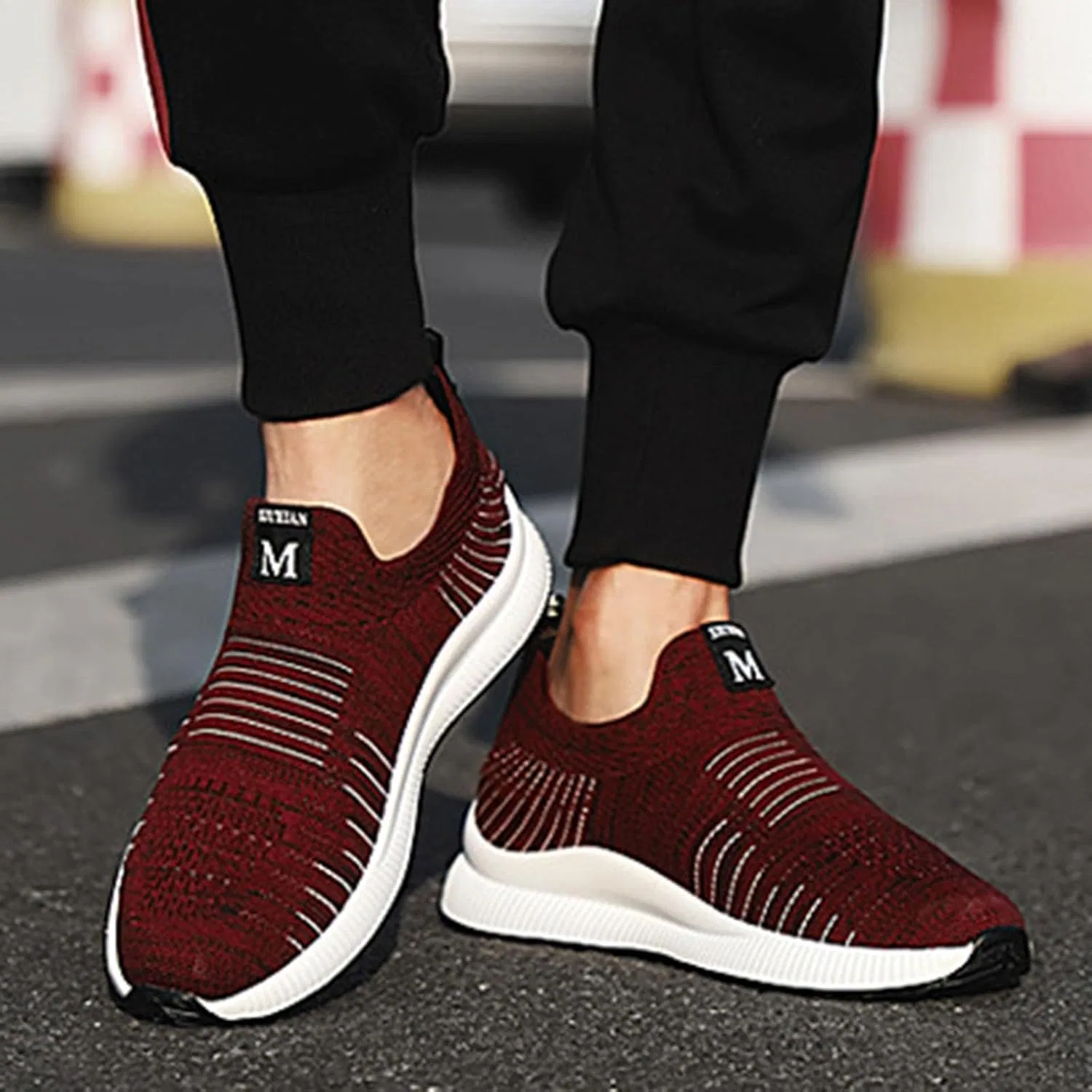 Кроссовки Herrenschuhe mit Erhöhung, lässige Mesh-Sneaker, leichte, atmungsaktive Sportschuhe zum Schnüren mit verstecktem Hebeabsatz für Männer, cm Generic, Rot — фото 2