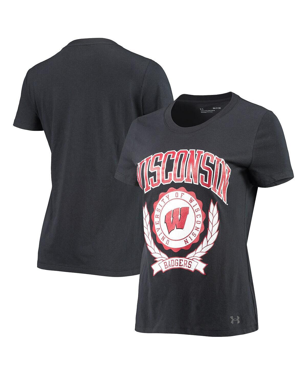 

Женская черная футболка Wisconsin Badgers Under Armour, черный