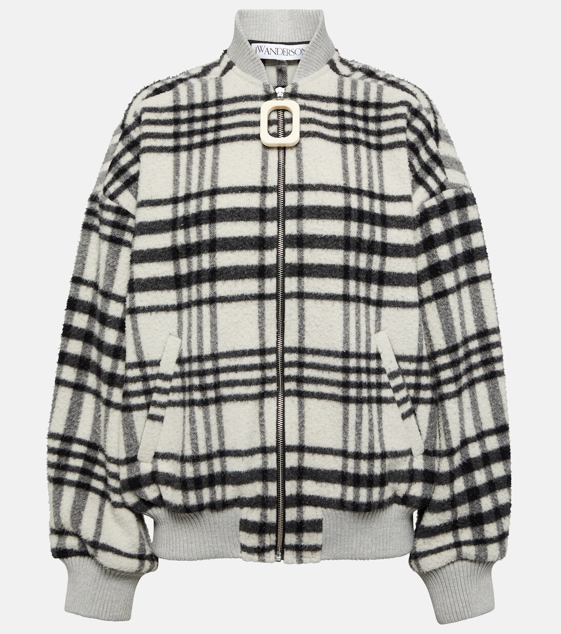 

Куртка-бомбер из смесовой шерсти в клетку JW ANDERSON, черный