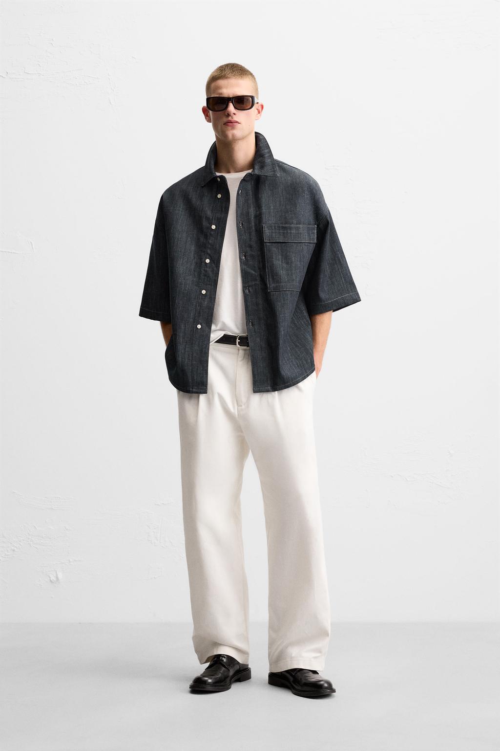 

Джинсовая рубашка оверсайз-кроя ZARA, цвет Indigo
