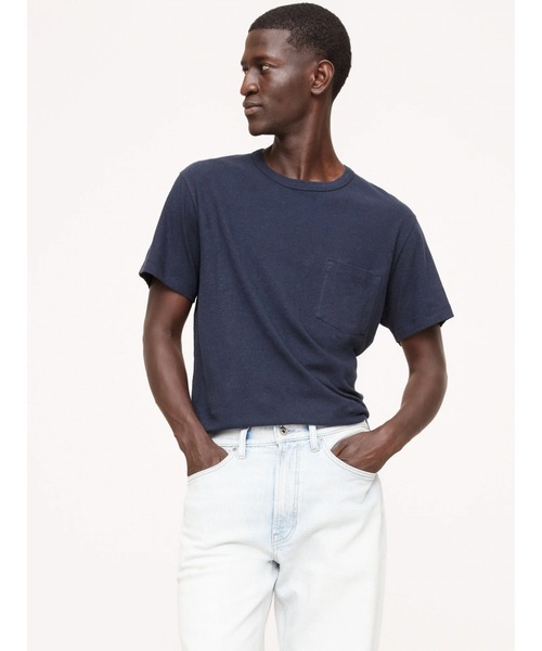 

Футболка свободного кроя из льна и хлопка BANANA REPUBLIC, темно-синий