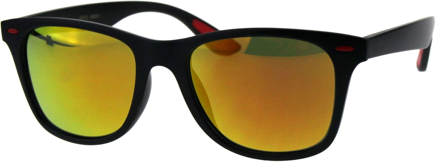 

Классические солнцезащитные очки унисекс в квадратной оправе с роговым рисунком, матовые черные зеркальные линзы, защита от УФ-излучения UV 400 PASTL, Black Red (Orange Mirror)