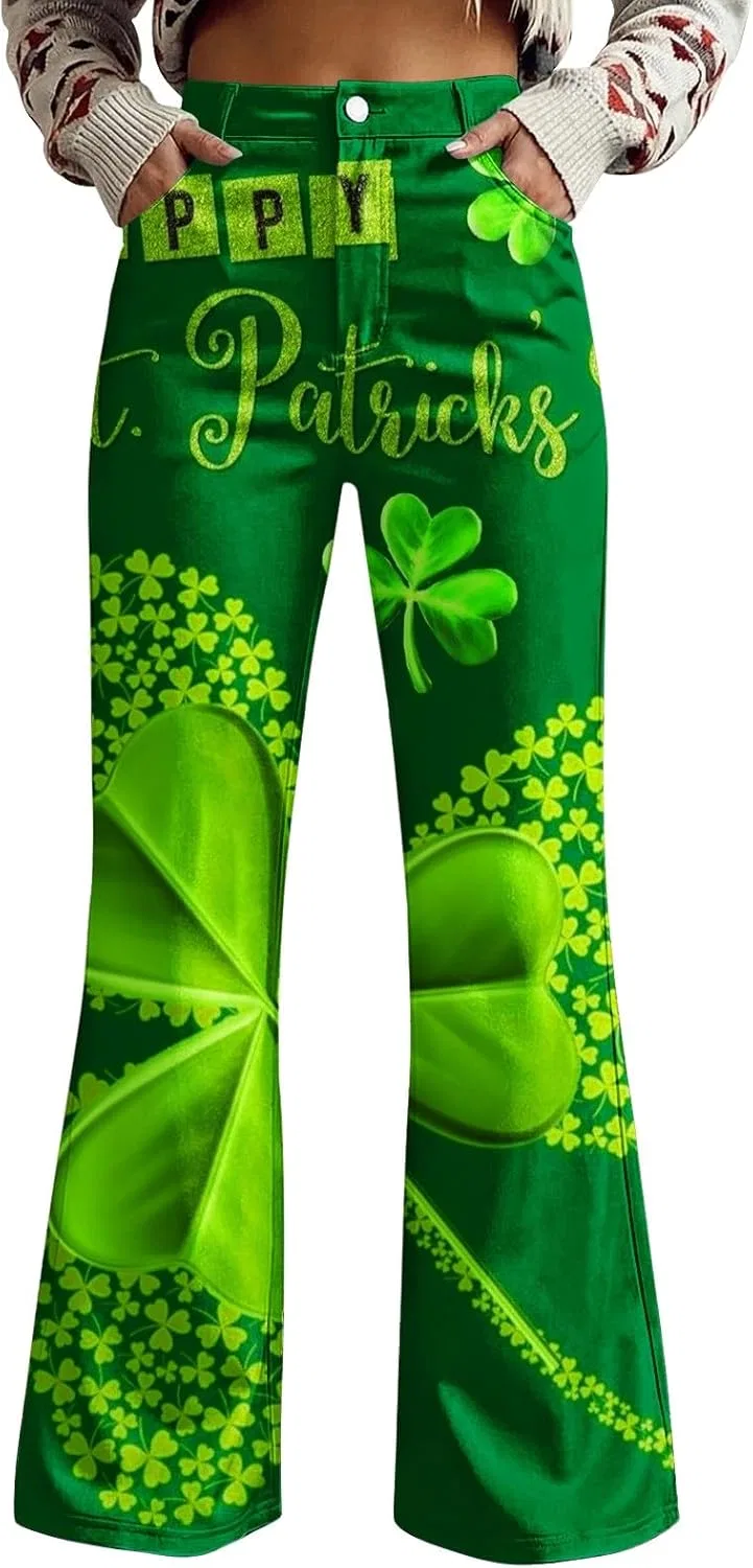 Джинсы клеш с клеткой Shamrock, зеленые