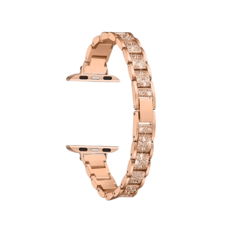 

Ремешок Apple совместимость металл совместимость iWatch S10 SE/S9/8/7/6/5/4/Ultra 170 мм Wepro, полная бриллиантовая огранка [розовое золото]