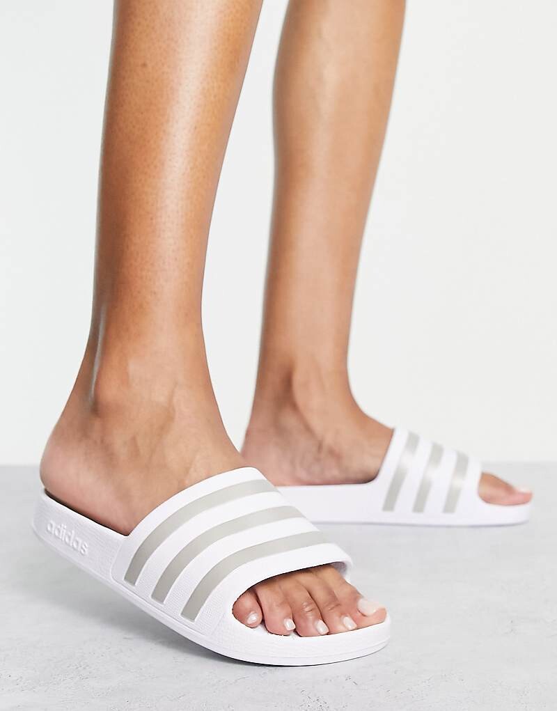 adidas Swim - adilette Aqua - белые шлепанцы — фото 2