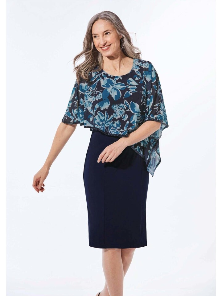 

Платье до колена GOLDNER Kleid, цвет marine/mykonosblau/geblümt