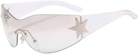 

Модные панк-солнцезащитные очки 2024 года для женщин и мужчин: стильные солнцезащитные очки с обтекаемой формой, украшенные звездами, с защитой от УФ-излучения UV400 MTZJH, C5