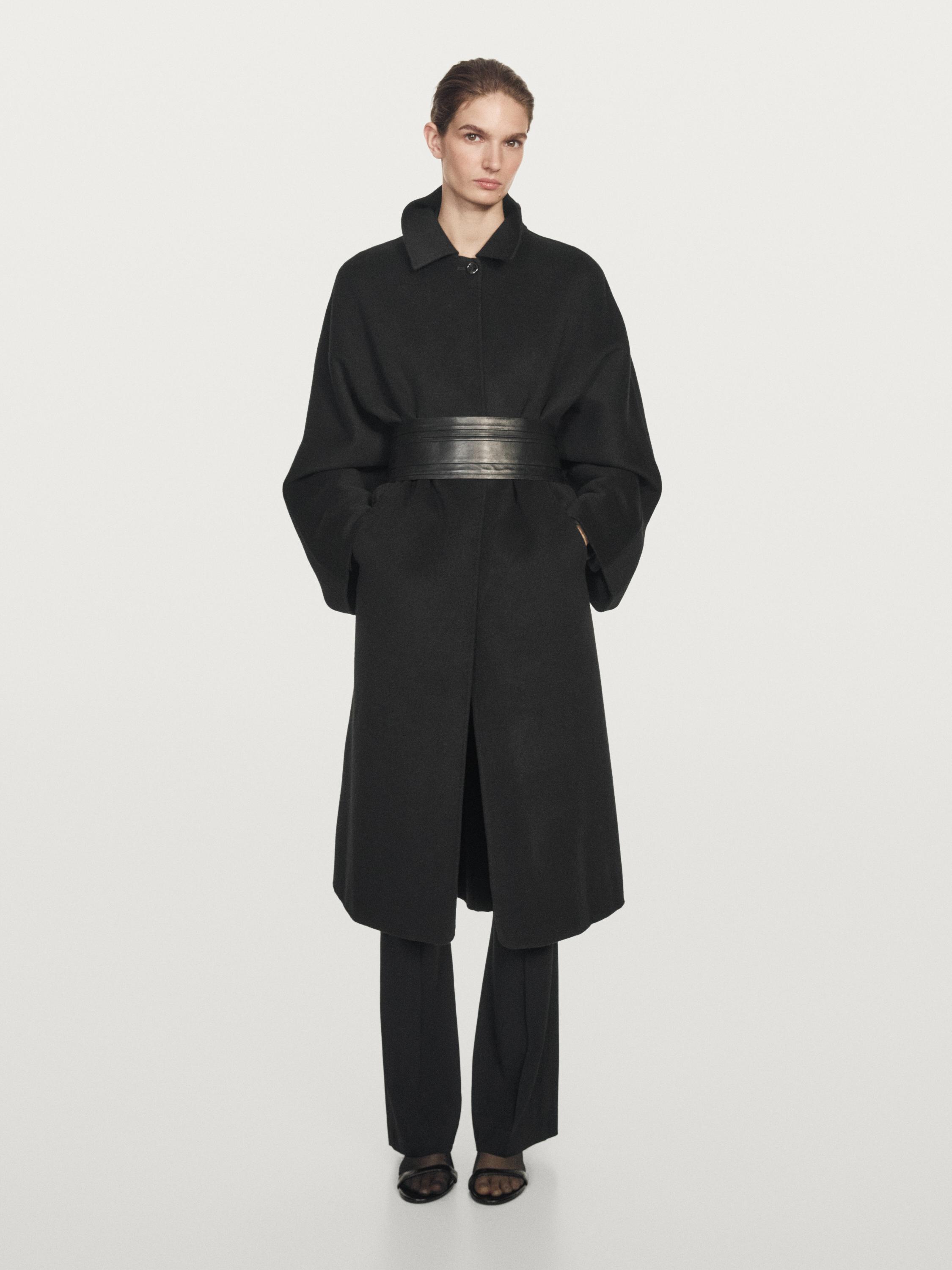 

Длинное пальто с рукавами «летучая мышь» Massimo Dutti, black