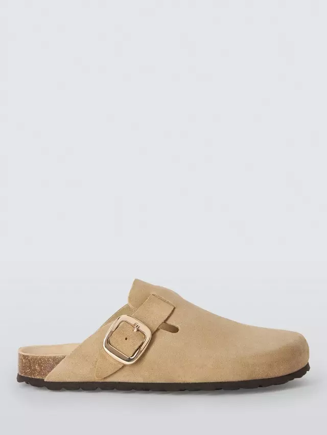 

Сандалии John Lewis Lindos Suede Closed Toe Footbed Mule, цвет taupe