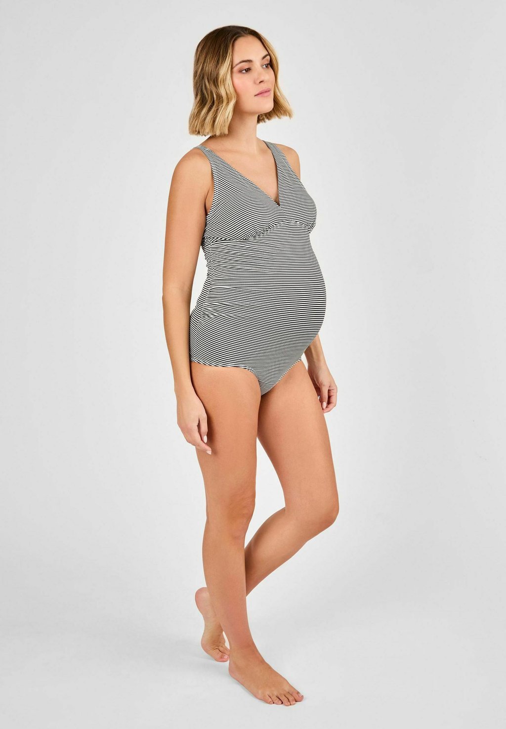 

Купальник MATERNITY STRIPE TEXTURED V-NECK JoJo Maman Bébé, черный