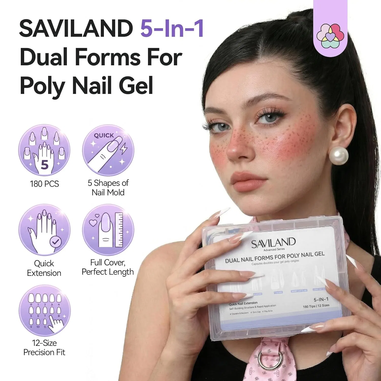Набор многоразовых форм для наращивания ногтей SAVILAND Dual Tips, 180 шт. Saviland, 180Pcs — фото 2