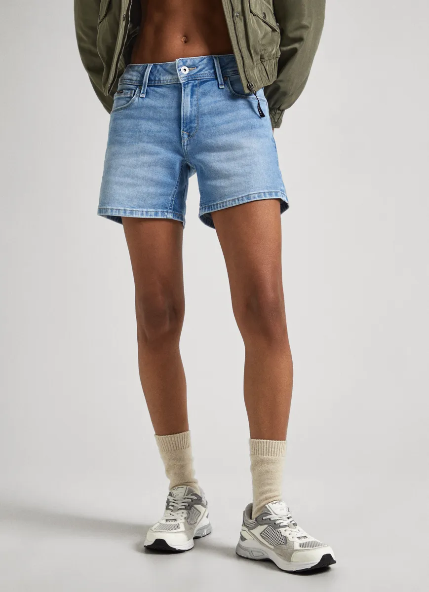 

Джинсовые шорты Pepe Jeans с отворотом по низу, цвет Bleach