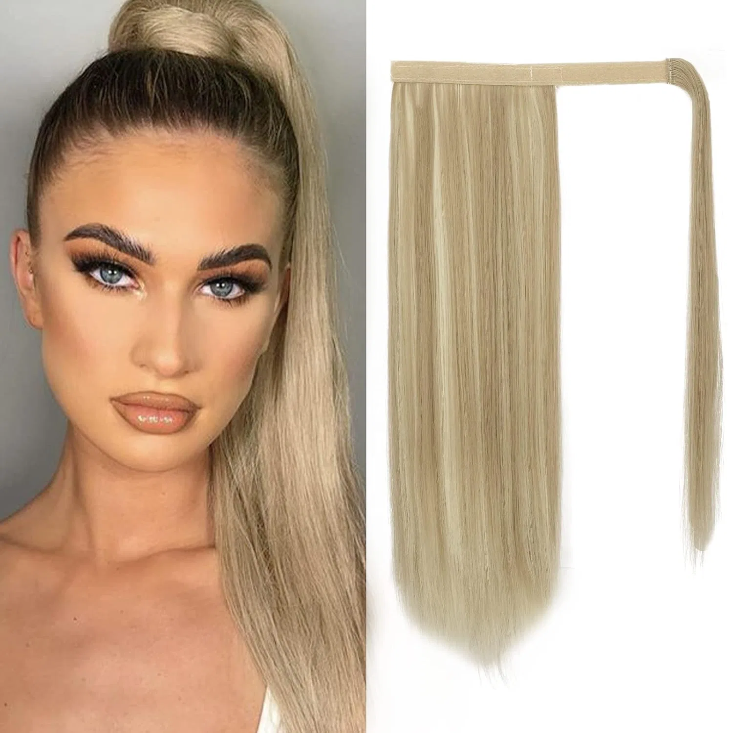 Шиньон-хвост BARSDAR прямой накладной 45 см Barsdar, Light Ash Blonde & Bleach Blonde