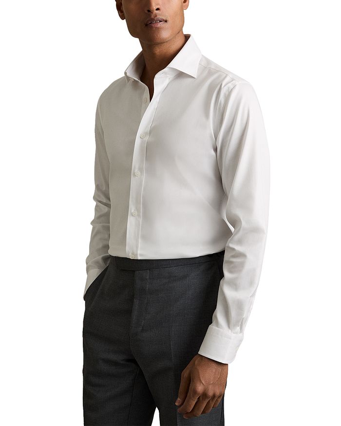 

Рубашка Bishopgate Regular Fit из хлопка с добавлением эластана REISS, белый
