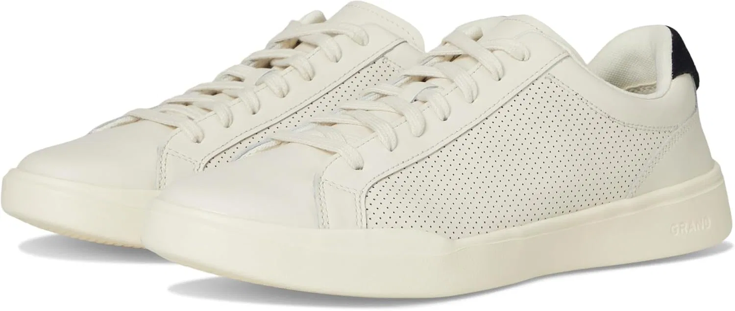 Мужские кроссовки Cole Haan Grand Crosscourt Modern с перфорацией, шнуровкой до носка, из легкой кожи, Ivory Black Ivory
